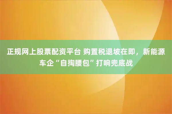 正规网上股票配资平台 购置税退坡在即，新能源车企“自掏腰包”打响兜底战