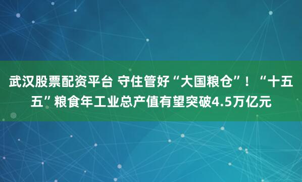武汉股票配资平台 守住管好“大国粮仓”！“十五五”粮食年工业总产值有望突破4.5万亿元